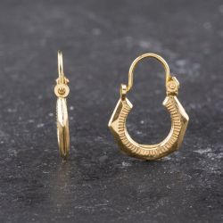 Second Hand Yellow Gold 16mm Hexagon Shape Creole Earrings 41173610