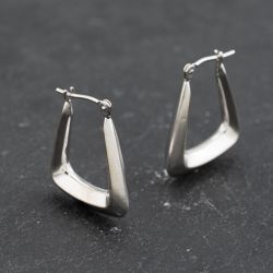 Second Hand 9ct White Gold 20.4mm Stirrup Shaped Creole Earrings 41173619