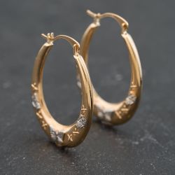 Second Hand Two Colour Gold 25mm Butterfly Creole Earrings 41173624