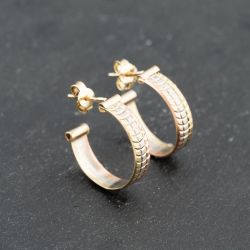 Second Hand 9ct Three Colour Gold 20mm Diamond Cut Hoop Earrings 41173658