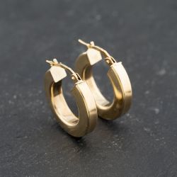 Second Hand 9ct Yellow Gold 21mm Plain Chunky Hoop Earrings 41173686