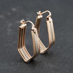 Second Hand 9ct Two Colour Gold 26mm Hoop Earrings 41173723