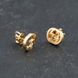 Second Hand Gucci 18ct Yellow Gold GG 8mm Stud Earrings 41173734