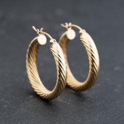 Second Hand 9ct Yellow Gold Twisted Hoop Earrings 41173741