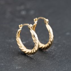 Second Hand 9ct Yellow Gold Twisted Hoop Earrings 41173743