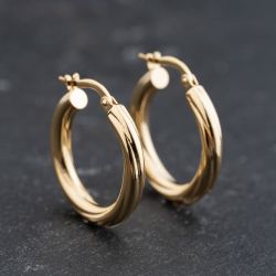 Second Hand 9ct Yellow Gold Twisted Hoop Earrings 41173747