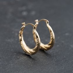 Second Hand 9ct Yellow Gold 20mm Engraved Creole Earrings 41173763