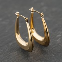Second Hand 9ct Yellow Gold 22mm Oblong Creole Earrings 41173819