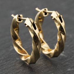 Second Hand 9ct Yellow Gold 21.3mm Twisted Hoop Earrings 41173874