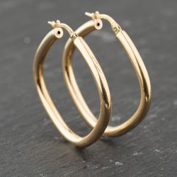Second Hand 9ct Yellow Gold 35.3mm Plain Hoop Earrings 41173880