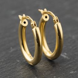 Second Hand 18ct Yellow Gold 20.3mm Plain Oval Hoop Earrings 41173881