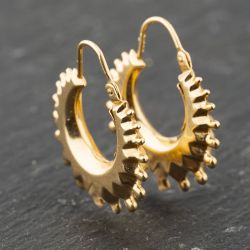 Second Hand 9ct Yellow Gold 25mm Spikey Creole Earrings 41173895