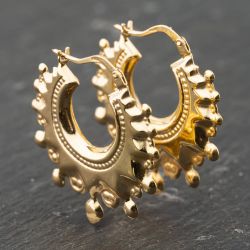 Second Hand 9ct Yellow Gold 29mm Spikey Creole Earrings 41173896