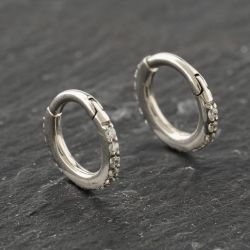 Second Hand 9ct White Gold 9.8mm Cubic Zirconia Round Hoop Earrings 41173898