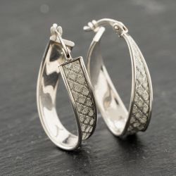 Second Hand White Gold 23.9mm Cubic Zirconia Pave Style Creole Earrings 41173948
