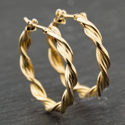 Second Hand Yellow Gold 26mm Twist Hoop Earrings 41173961