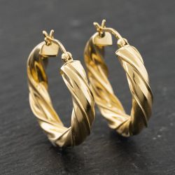 Second Hand Yellow Gold 25mm Twist Hoop Earrings 41173968