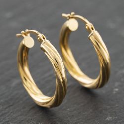 Second Hand Yellow Gold 25.6mm Twist Hoop Earrings 41173969