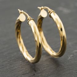 Second Hand Yellow Gold 28mm Twist Hoop Earrings 41173971