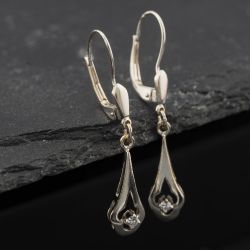 Second Hand 18ct White Gold 37.3mm 0.06ct Diamond Dropper Earrings 41174009