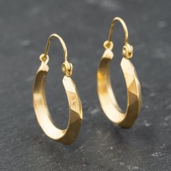 Second Hand 9ct Yellow Gold 23mm Faceted Creole Earrings 41174025