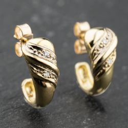 Second Hand 9ct Yellow Gold 14.6mm 0.03ct Diamond Dropper Earrings 41174063