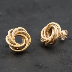 Second Hand 9ct Yellow Gold 15mm Knots Stud Earrings 41174073