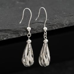 Second Hand White Gold 40mm Patterned Openwork Dropper Earrings 41174103