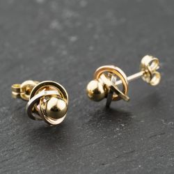 Second Hand Three Colour Gold Knot Stud Earrings 41174108
