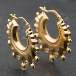 Second Hand Yellow Gold 27.8mm Victorian Style Creole Earrings 41174110
