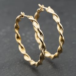 Second Hand Yellow Gold 35.2mm Twisted Hoop Earrings 41174115