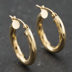 Second Hand Yellow Gold 23mm Twisted Creole Earrings 41174168