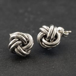 Second Hand 9ct White Gold 10mm Knot Stud Earrings 41174291