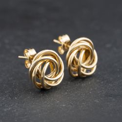 Second Hand 9ct Yellow Gold 13mm Knot Stud Earrings 41174316