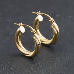 Second Hand 9ct Yellow Gold 17mm Small Twisted Hoop Earrings 41174330