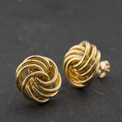 Second Hand 9ct Yellow Gold 17mm Four Strand Knot Stud Earrings 41174335
