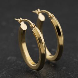 Second Hand Yellow Gold Plain 22mm Hoop Earrings 41174372