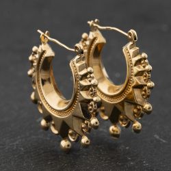 Second Hand Yellow Gold Patterned 27mm Creole Earrings 41174399