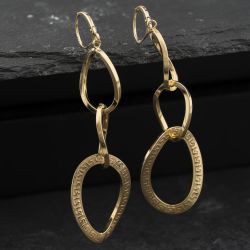 Second Hand 9ct Yellow Gold Graduated Link 72mm Dropper Earrings 41174417