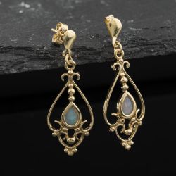 Second Hand Yellow Gold Opal 33mm Dropper Earrings 41174419