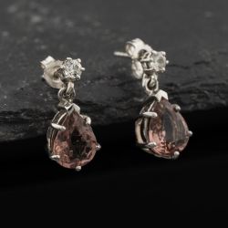 Second Hand 9ct White Gold Cubic Zirconia Teardrop 15mm Dropper Earrings 41174437