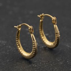 Second Hand Yellow Gold Patterned 15.5mm Creole Earrings 41174443