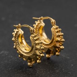 Second Hand 9ct Yellow Gold Fancy 18mm Creole Earrings 41174450