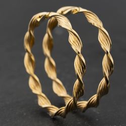 Second Hand 9ct Yellow Gold Large Twisted 47mm Hoop Earrings 41174467