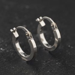 Second Hand 9ct White Gold 14mm Plain Hoop Earrings 41174504