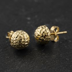 Second Hand Yellow Gold 4mm Patterned Dome Stud Earrings 41174515