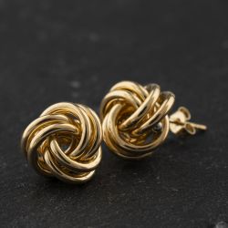 Second Hand 9ct Yellow Gold 12mm Knot Stud Earrings 41174517