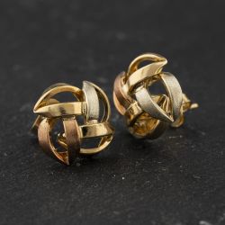 Second Hand 9ct Three Colour Gold 13mm Knot Stud Earrings 41174518