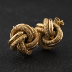 Second Hand 9ct Yellow Gold 16mm Large Knot Stud Earrings 41174520