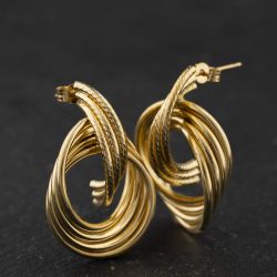 Second Hand 9ct Yellow Gold 29mm Knot Stud Earrings 41174521